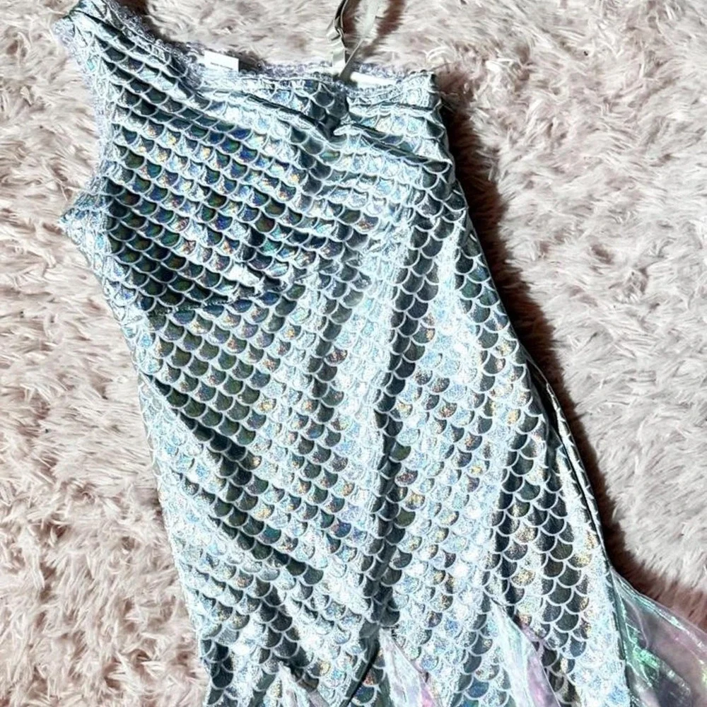 Silver Holographic Ethereal Mermaid Goddess Costume Girls 8 Mystical Cosplay